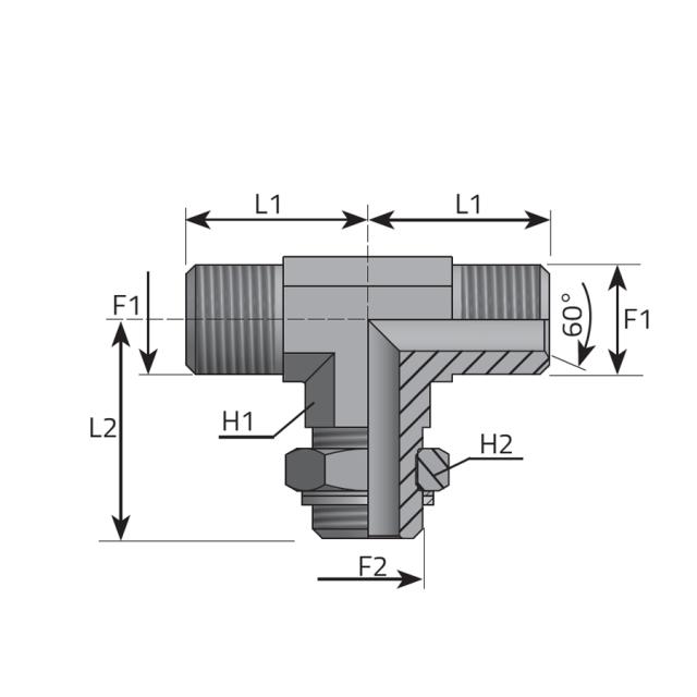 Adjustable Run Tee BSP Male - BSP Male adjustable - BSP Male