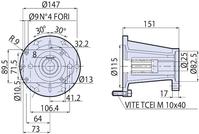 Flange for SAE-A m/Ø 25mm