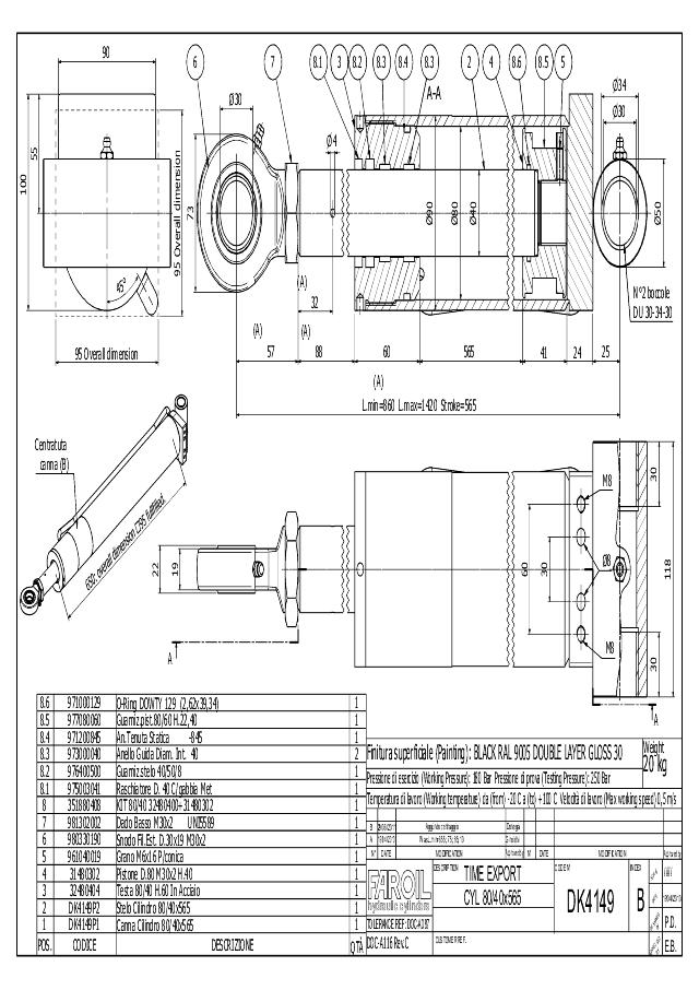 Cylinder l-min = 855 mm