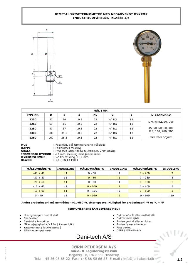Skaft Termometer ø100
