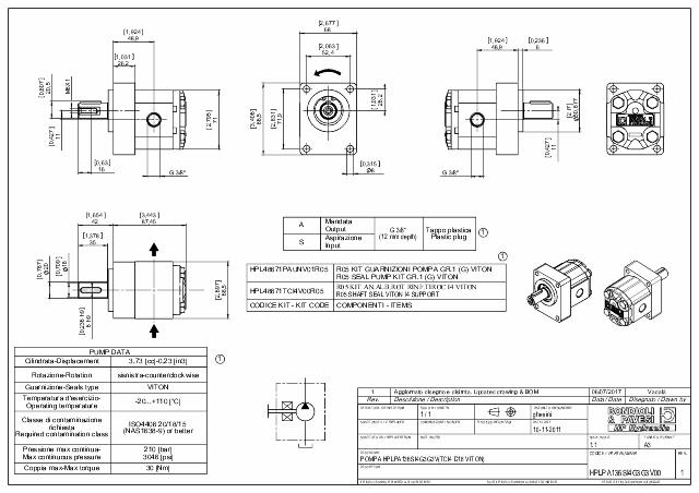HPLMA Gr.1 3,73 cm³ Gear pump integreret support Europæisk D50,8, Ø18mm cylindrisk