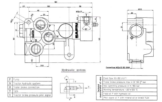 Bremseventil kpl.for min.olie