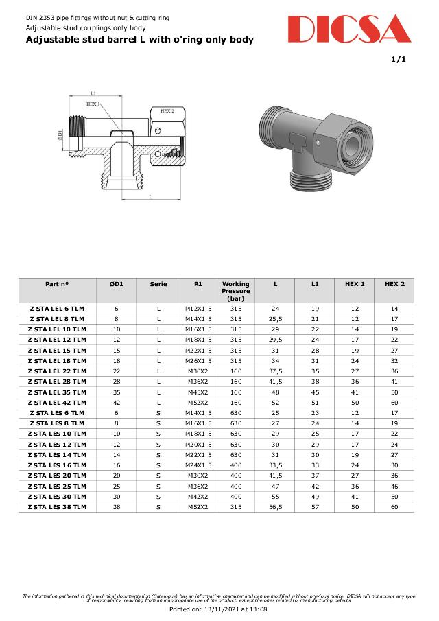 L samler  med O-ring (formonteret) - AISI 316L