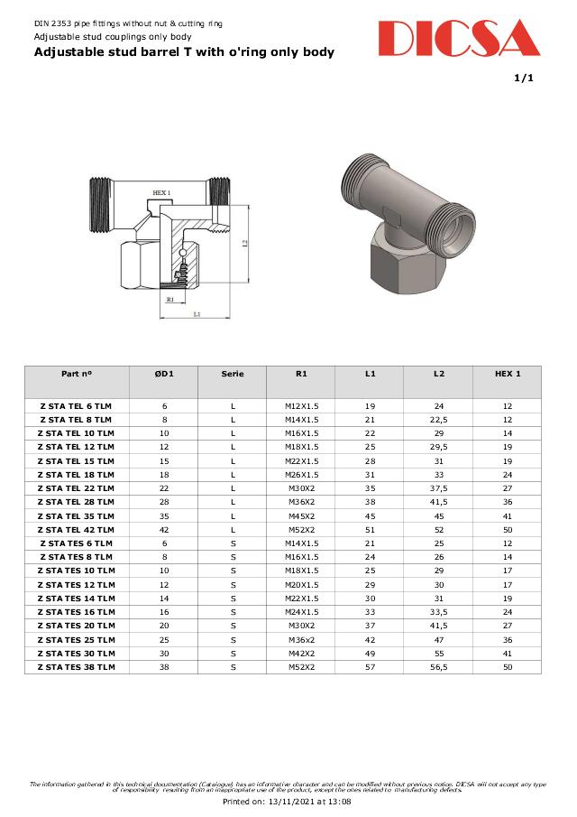 T samler  med O-ring (formonteret) - AISI 316L