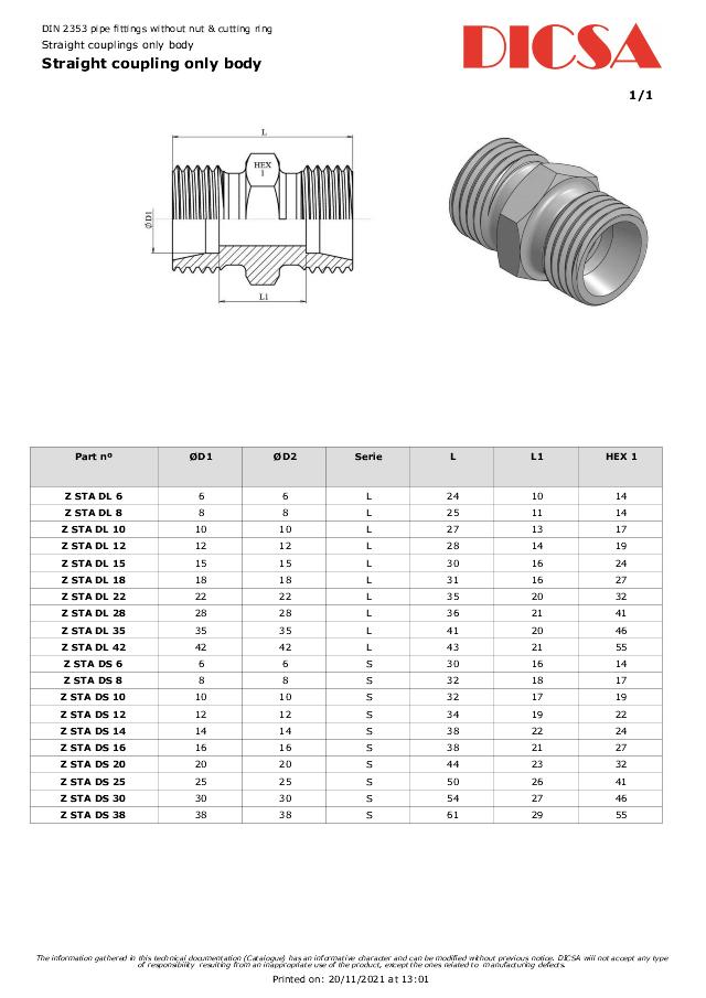 Lige samler  - AISI 316L