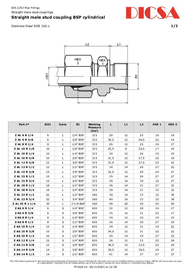 Rørstuds - AISI 316L
