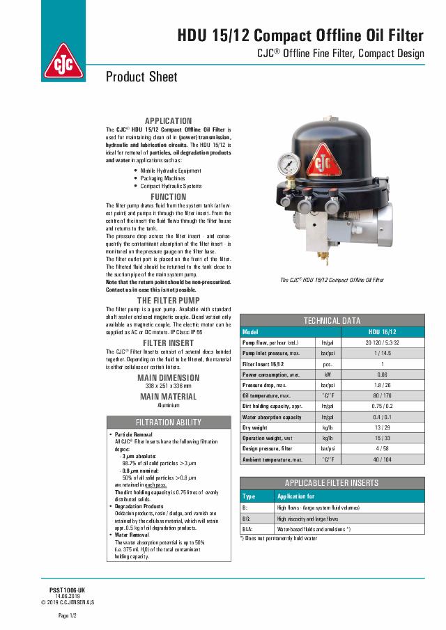 HDU 15/12 Alu 24V Offline filter