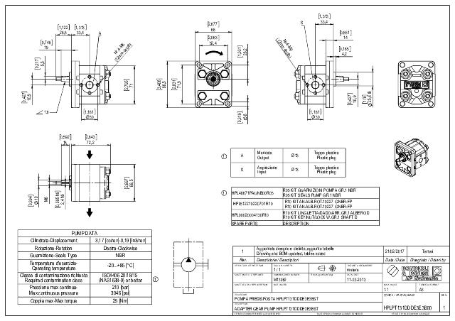 HPLPT Gr.1 3,17 cm³ gear pump 1:8 konisk