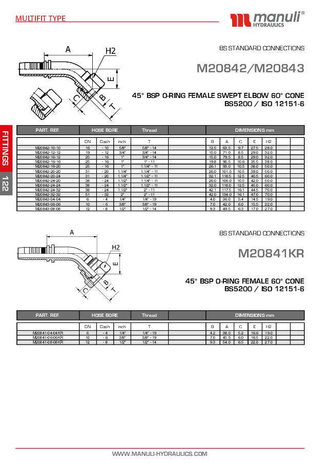 BSP Indstik 45° Hun med O-ring 