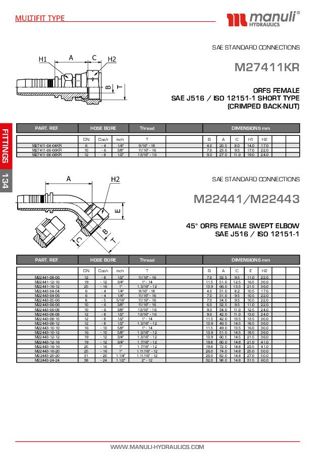 ORFS Indstik 45° Hun 