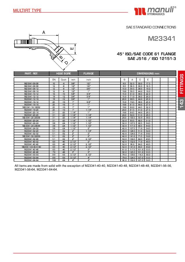 SAE 3000 Indstik 45° Flange 
