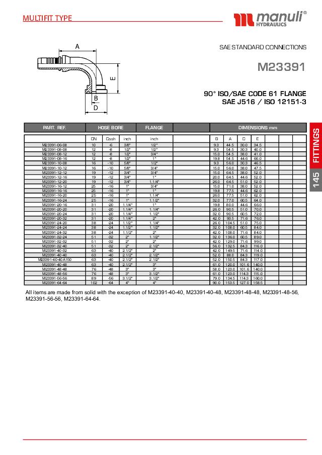 SAE 3000 Indstik 90° Flange 