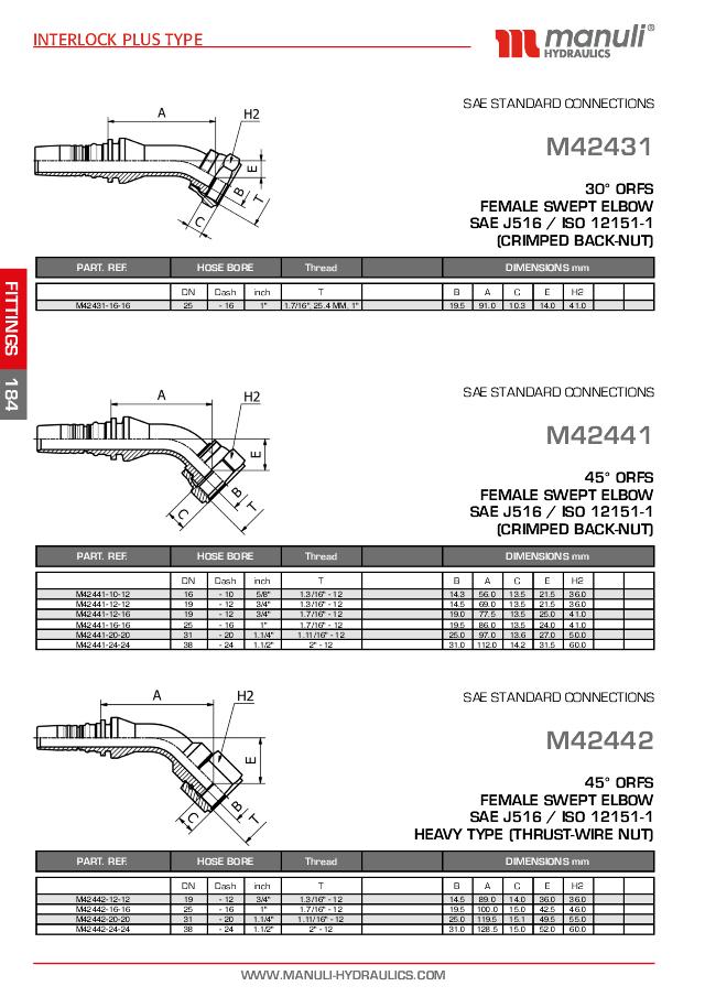 ORFS Indstik Interlock 45° Hun