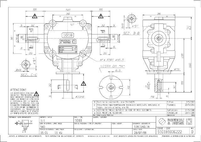 S1018 T-Gear 1:1 - X= Ø25 h8 - Y= Ø25 h8 - Z= Ø25 h8