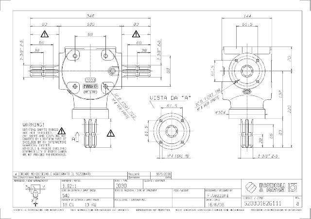 S2030 T-Gear 1,82:1 - X= 1 3/8″ Z6 - Y= 1 3/8″ Z6 - Z= 1 3/8″ Z6