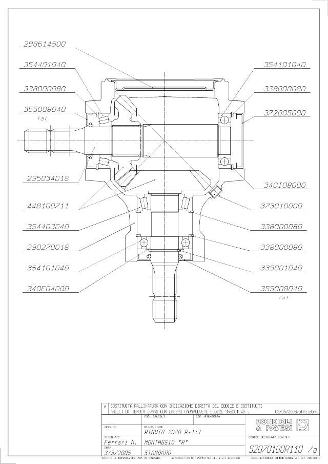 S2070 V-Gear 1:1 Venstre/højre  - X= 1 3/8″ Z6 - Z= 1 3/8″ Z6
