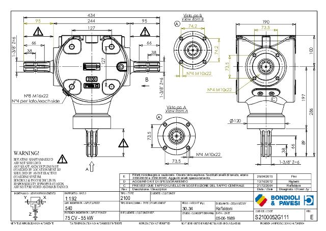 S2100 T-Gear 1:1,92 - X= 1 3/8″ Z6 - Y= 1 3/8″ Z6 - Z= 1 3/8″ Z6