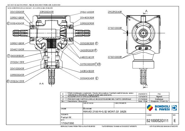 S2100 T-Gear 1:1,92 - X= 1 3/8″ Z6 - Y= 1 3/8″ Z6 - Z= 1 3/8″ Z6
