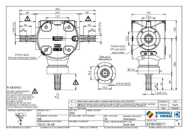 S2100 T-Gear 1:1 - X= 1 3/8″ Z6 - Y= 1 3/8″ Z6 - Z= 1 3/8″ Z6