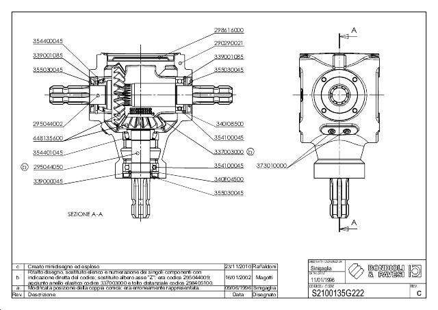S2100 T-Gear 1,35:1 - X= 1 3/4″ Z6 - Y= 1 3/4″ Z6 - Z= 1 3/4″ Z6