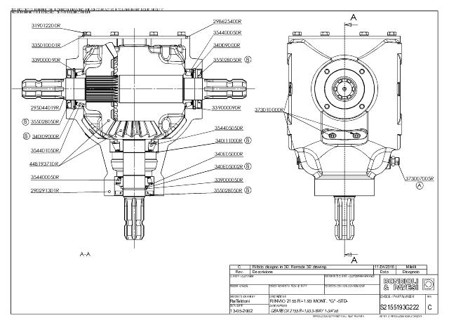 S2155 T-Gear 1:1,93 - X= 1 3/4″ Z6 - Y= 1 3/4″ Z6 - Z= 1 3/4″ Z6