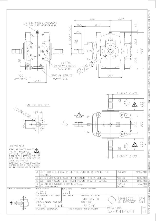 S2201 T-Gear 4,12:1 - X= 1 3/4″ Z20 - Y= 1 3/4″ Z20 - Z= 1 3/4″ Z20
