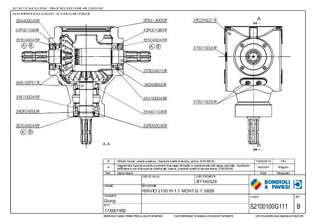 S2100 T-Gear 1:1 - X= 1 3/8″ Z6 - Y= 1 3/8″ Z6 - Z= 1 3/8″ Z6