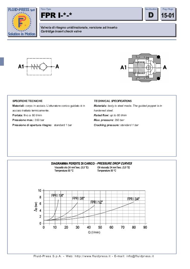 Kontraventilpatron, 1/2″, 8 bar