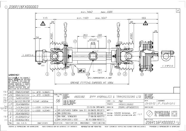 S6 Standard PTO Aksel 1160mm - 1 3/8 Z6 Gaffel med kilebolt x 1 3/8 Z6 FV34 - Friktionskobling (justerbar) med kilebolt
